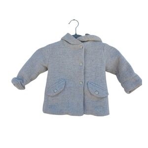 Zara‎ Kids Gray Tweed Coat, Hooded, Snap Up, Soft Lining, Sz 2-3